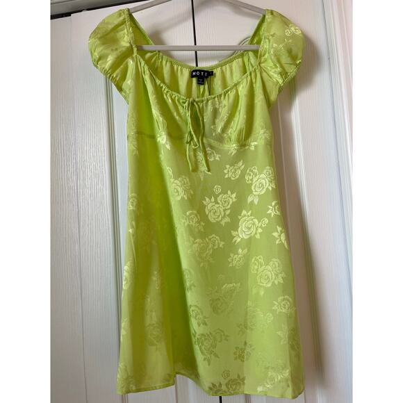 MOTEL ROCKS Gaval Dress Satin Rose Lime Size Small NWT - Picture 3 of 6